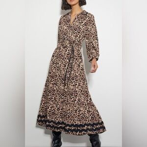 MONSOON - Lola leopard print maxi dress brown Size 12